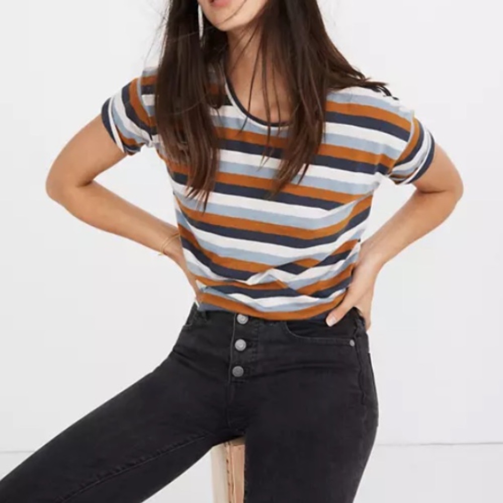 Madewell Whisper Cotton Crewneck in Marion Stripe